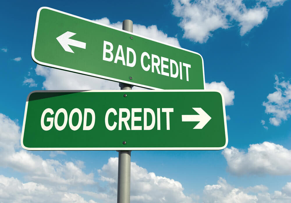 Good Credit Bad Credit Street Sign